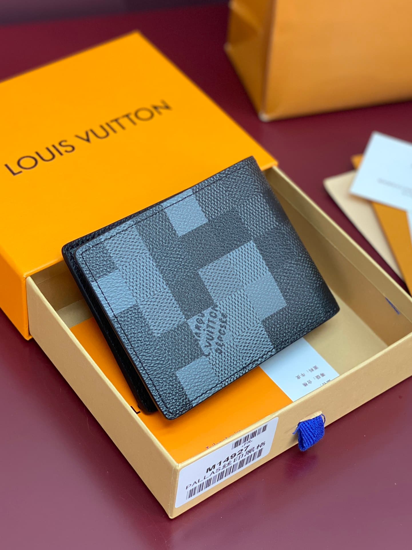 Louis Vuitton Slender Wallet Damoflage Black coated canvas M14927 High