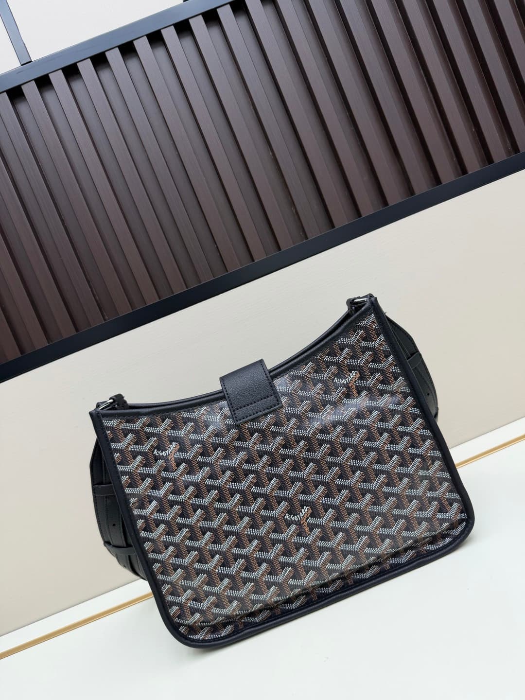 Goyard Musette PM bag in black Goyardine canvas Mid
