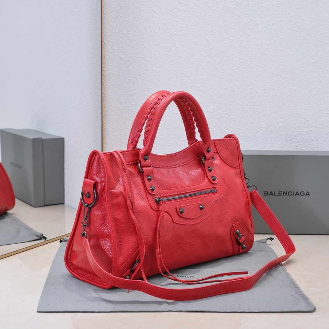 WOMEN'S LE CITY Medium Bag Black Metal Red High