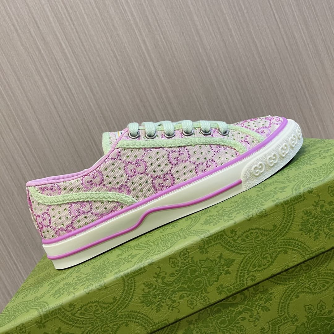 Gucci Tennis 1977 GG Crystal Canvas Screener Sneaker shoes Women