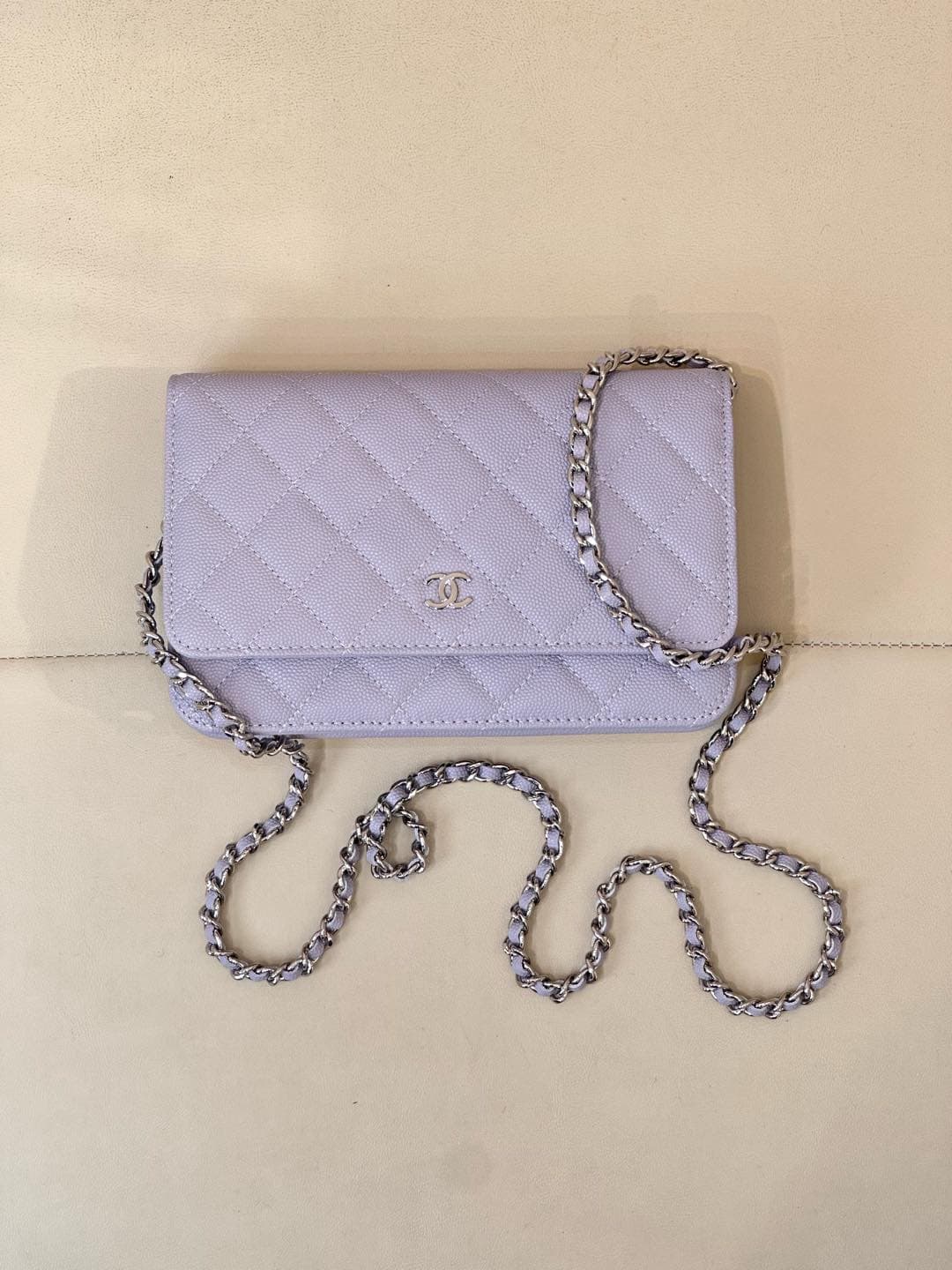 Chanel Wallet on Chain Grained Calfskin& Sliver-tone Metal AP0250 Purple TOP
