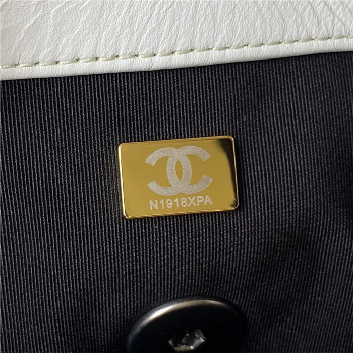 Chanel 19 Flap Bag Lambskin White Silver High
