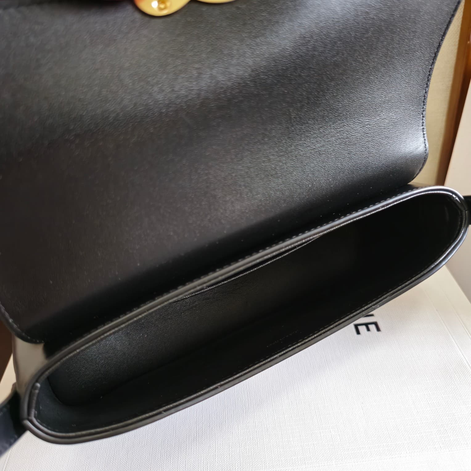 Celine Triomphe Shoulder Bag in Shiny Calfskin Black High