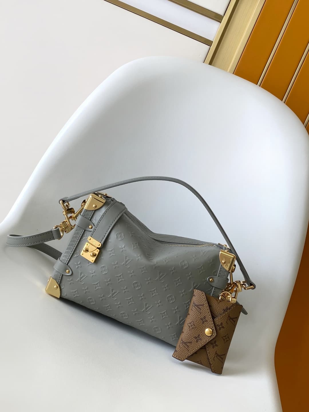 Louis Vuitton Side Trunk MM Cloud Gray Calfskin leather M25602 High