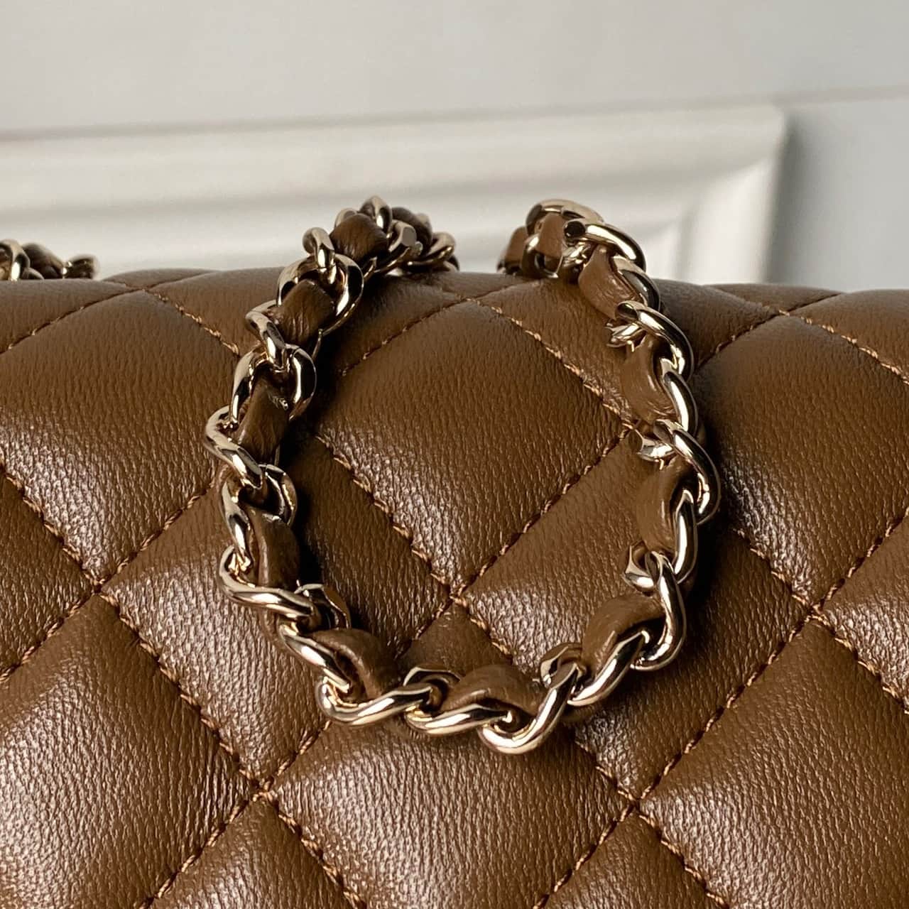 Chanel Classic Flap Bag Lambskin & Gold-Tone Metal AS5759 Dark Brown A