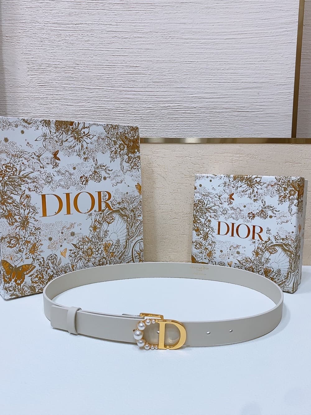 Dior 30 Montaigne Belt 25MM Calfskin Gold/Silver White High