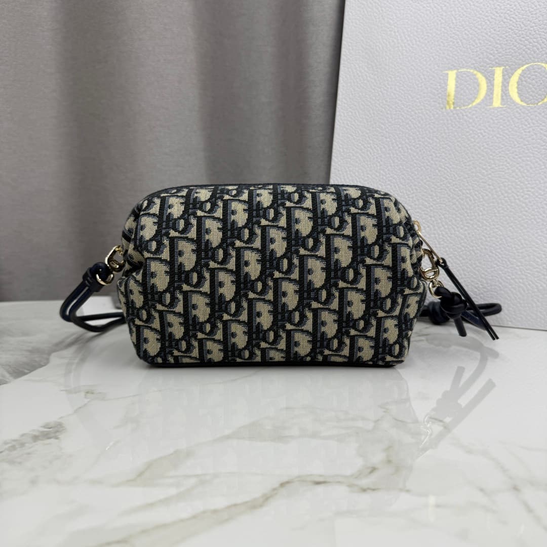 Dior Bow Pouch Blue Dior Oblique Jacquard S3900 High