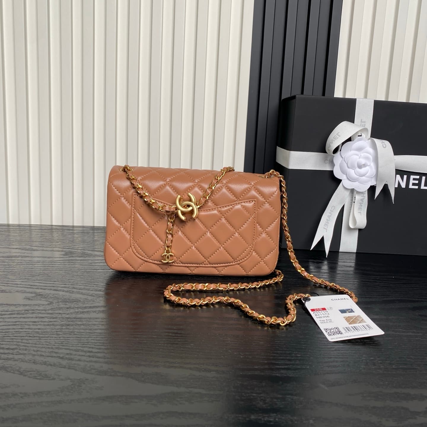 Chanel Classic Flap Bag Lambskin & Gold-Tone Metal AS5759 Tan A