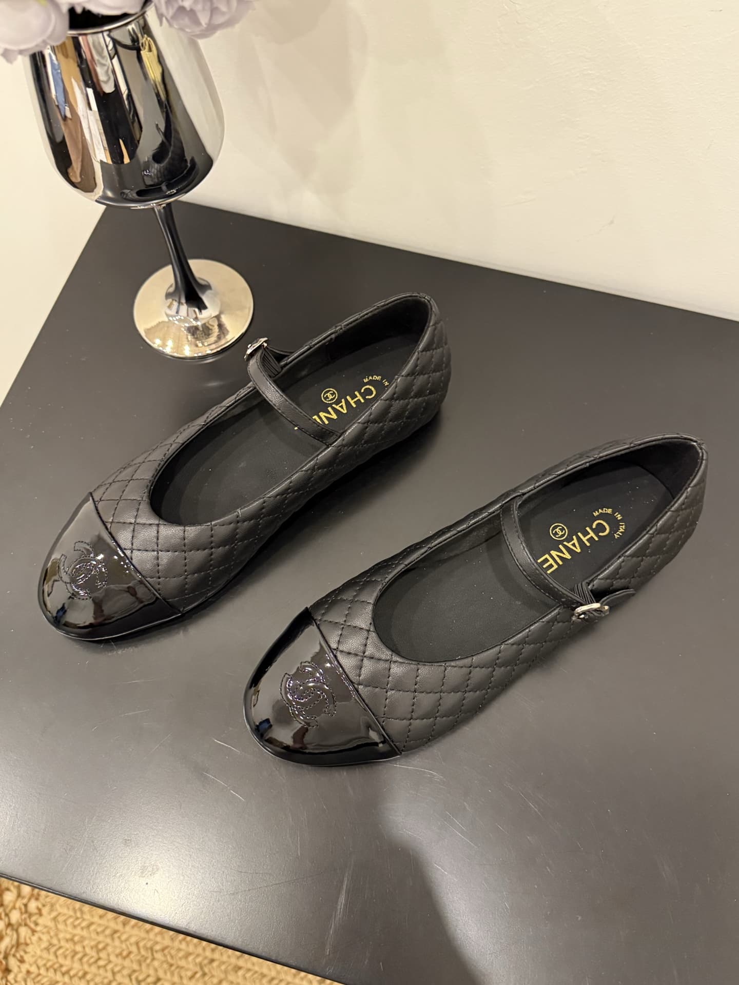 Chanel Lambskin Quilted Mary Jane Flats shoes Women