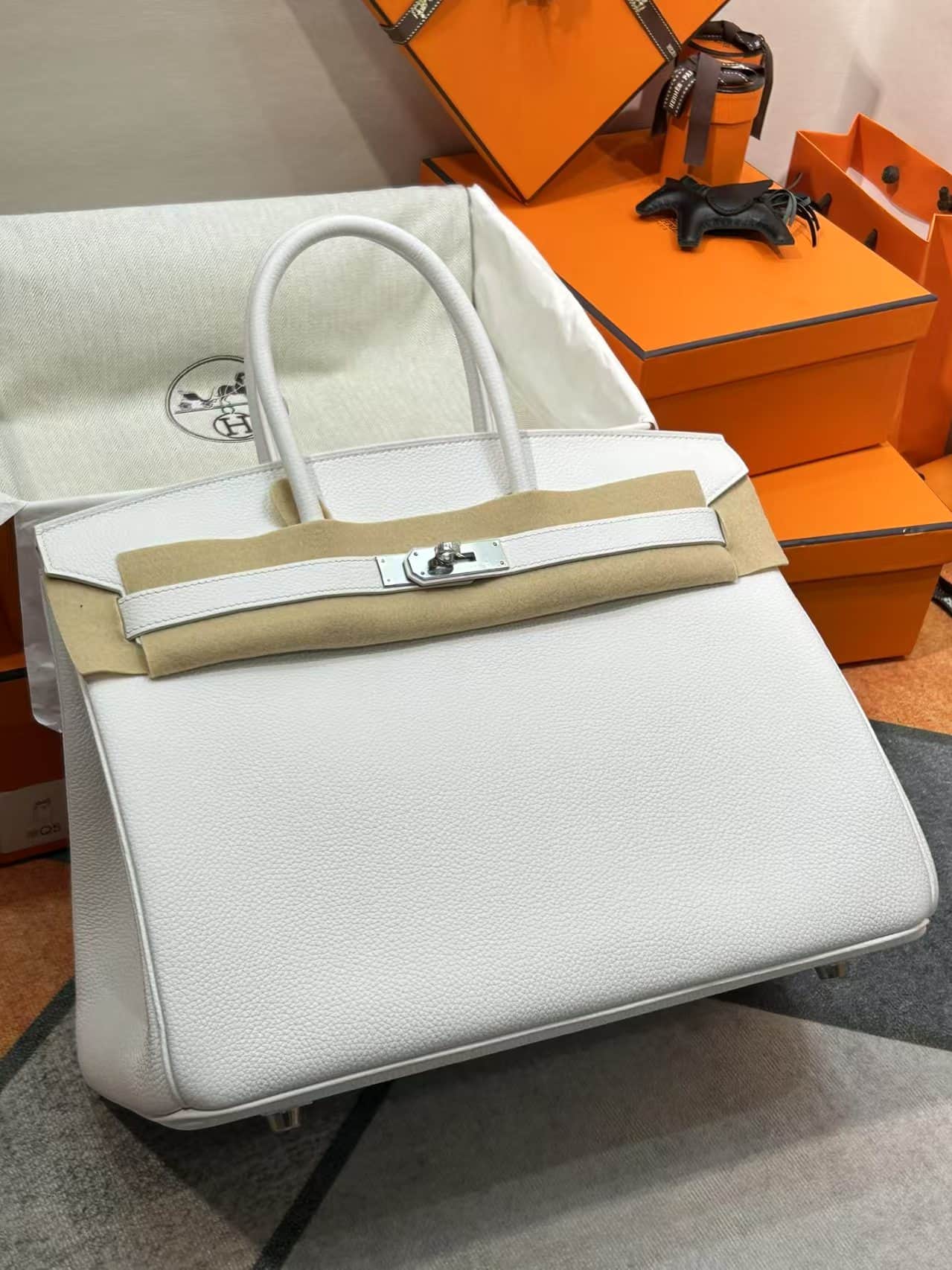 Hermes Birkin 25/30/35cm Bag Togo Leather WAX High White Customizing Style