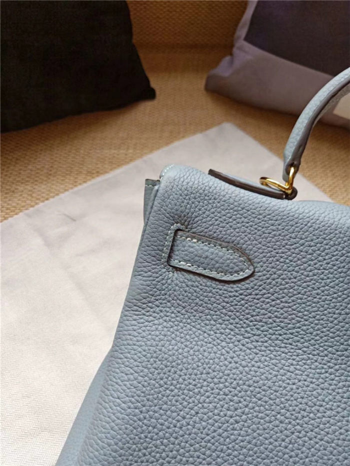 Hermes Kelly 25/28 Retourne Bag Calfskin In Bleu Lin High