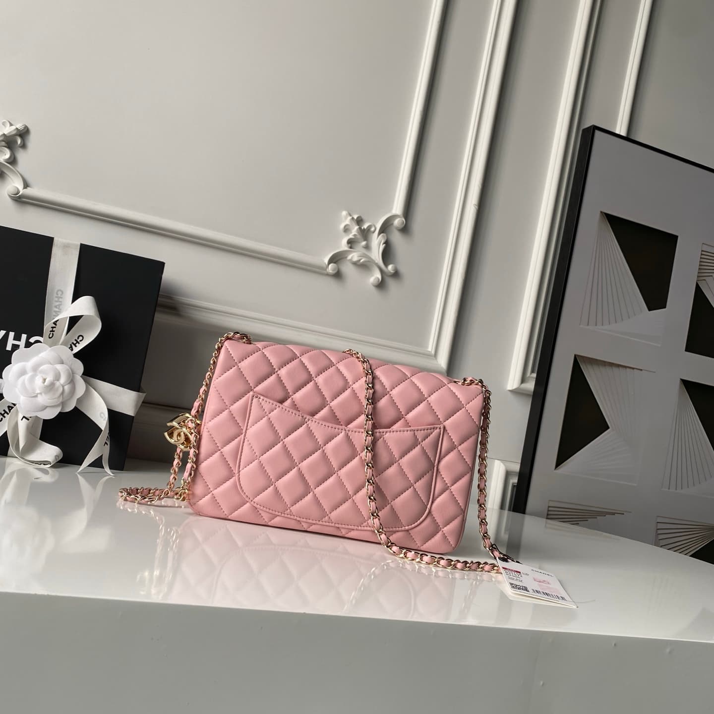 Chanel Classic Flap Bag Lambskin & Gold-Tone Metal AS5756 Pink High