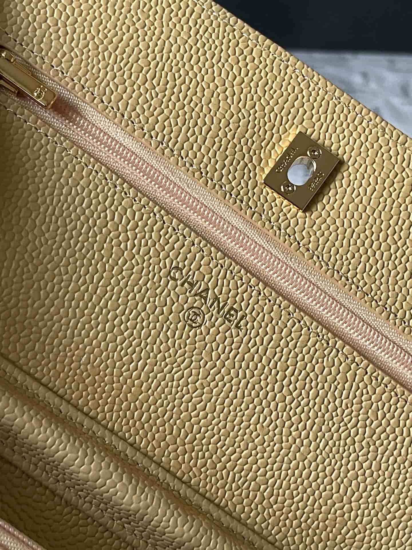 Chanel Classic Wallet on Chain Grained Shiny Calfskin & Gold-Tone Metal AP4241 Beige A