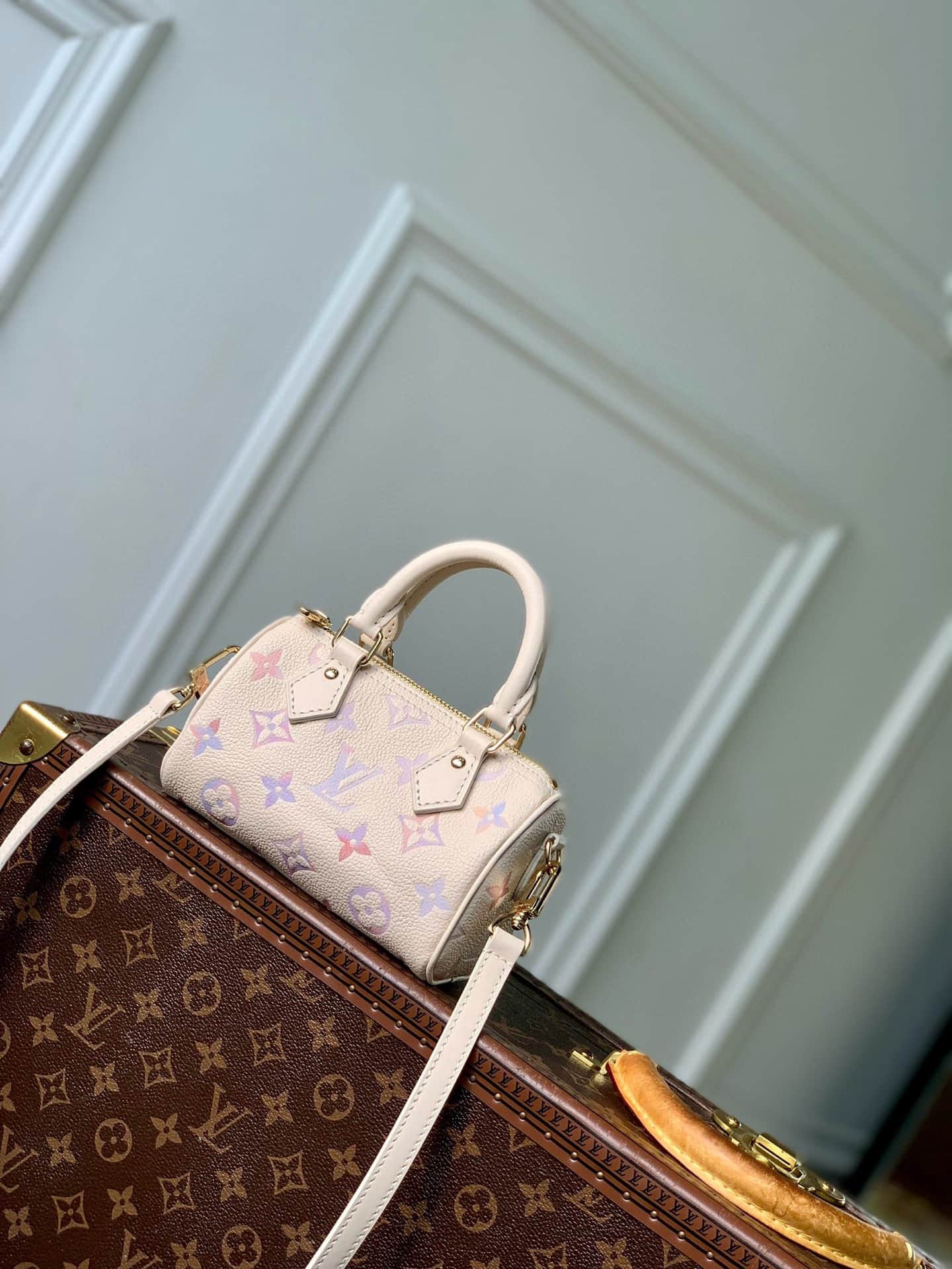 Louis Vuitton Nano Speedy Embossed grained cowhide leather M25591 Dream Beige High