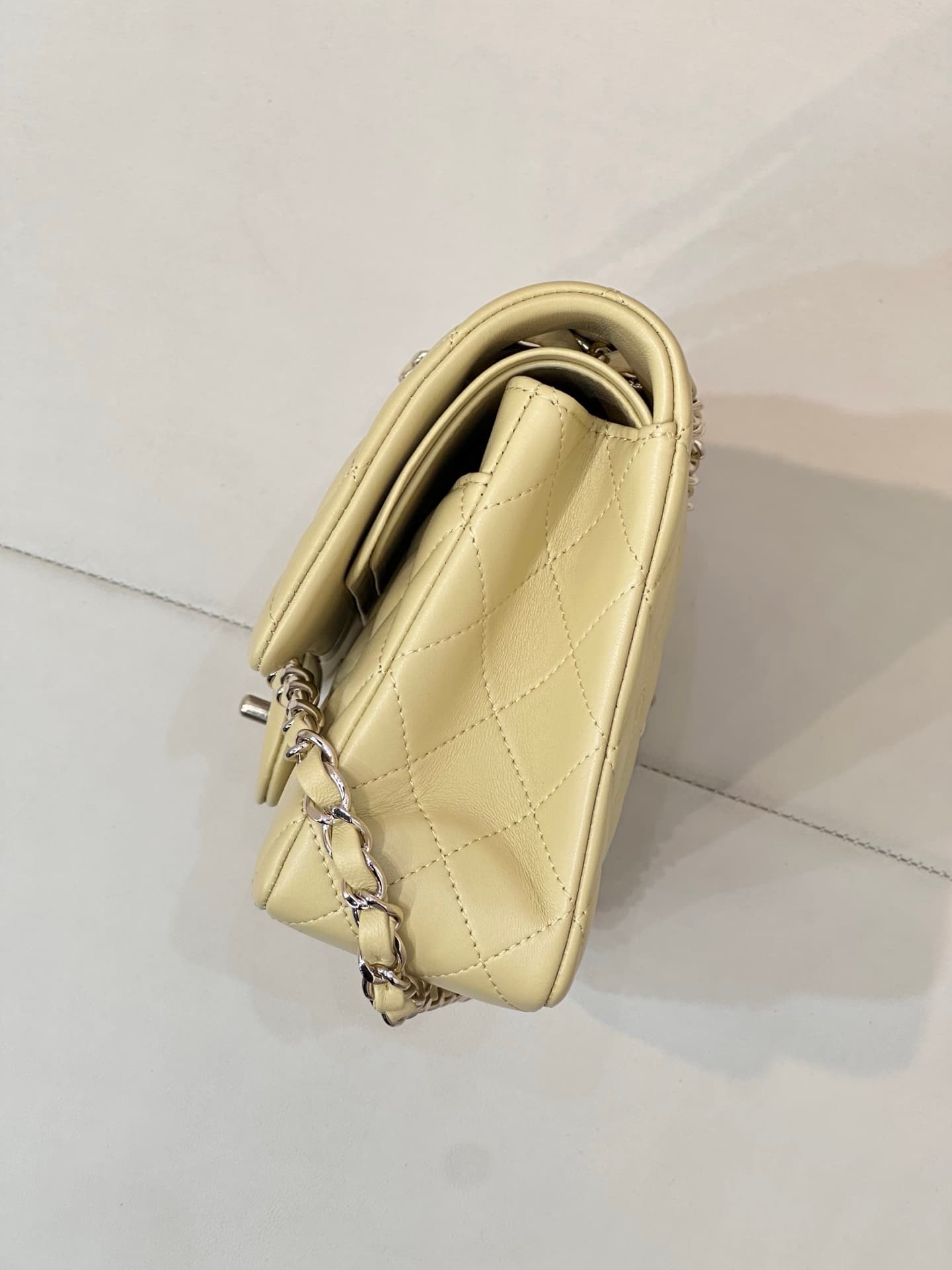 Chanel Medium CLASSIC HANDBAG Lambskin Gold-Tone Metal Yellow TOP