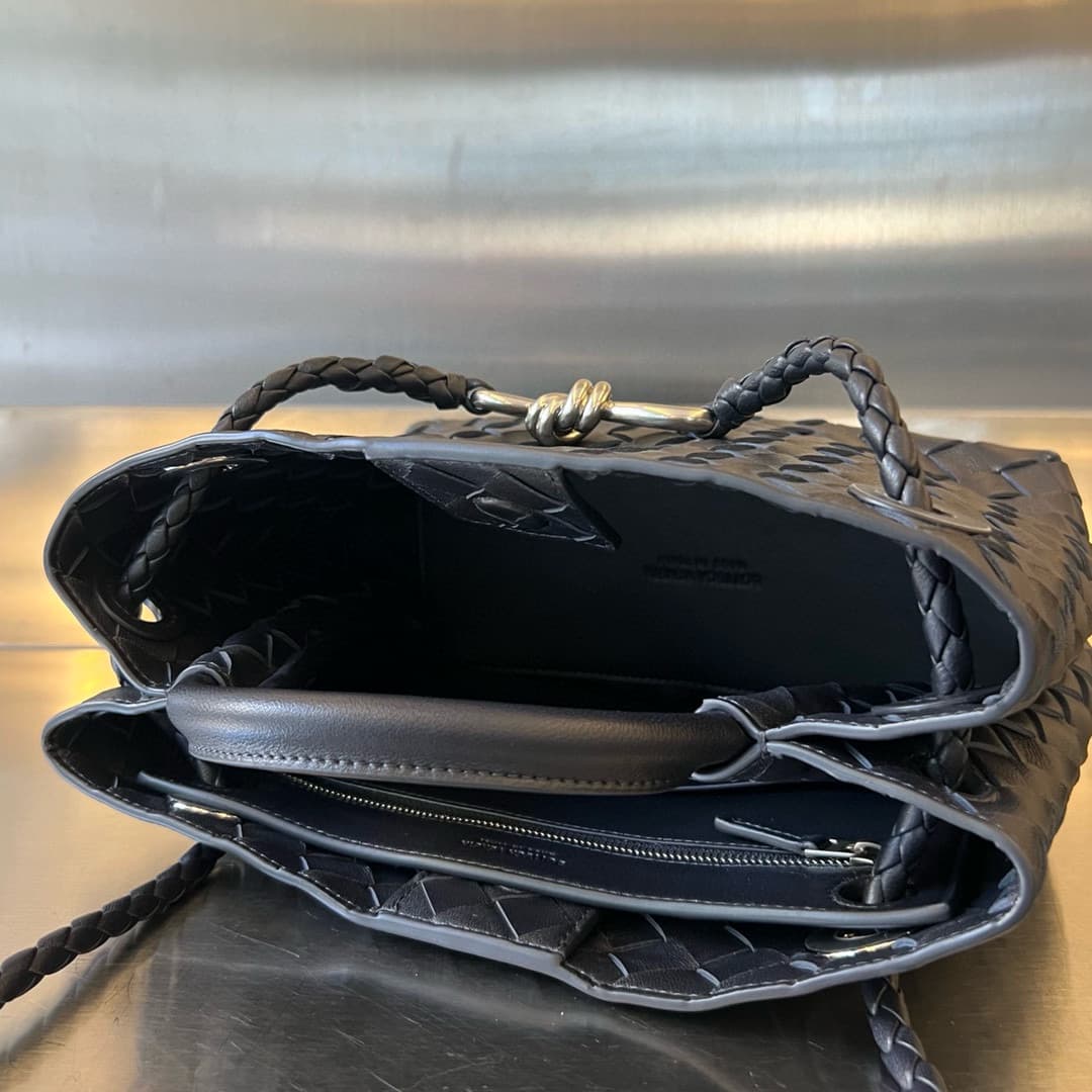Small Andiamo Top handle Silver Metal bag Black High