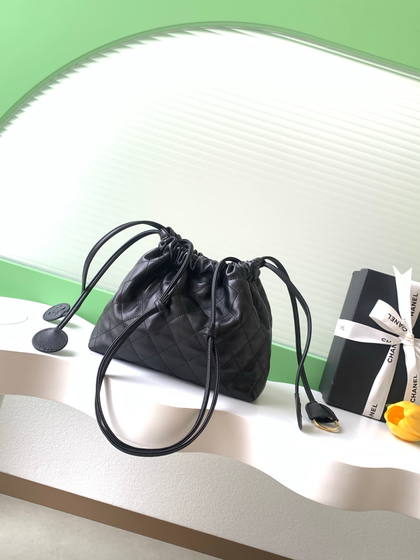 Chanel Clutch with Leather Strap Quilted Leather & Gold-tone Metal AP5227 Black A
