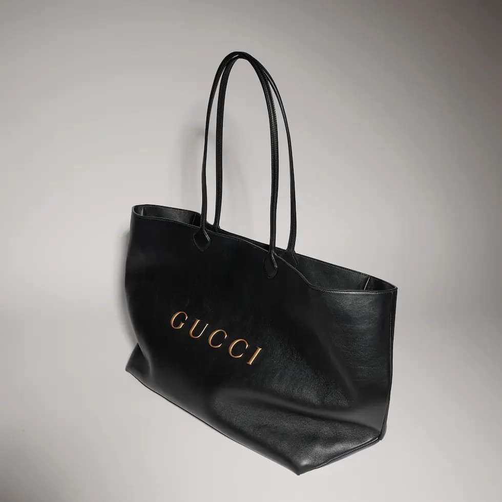 Gucci NY large tote bag Black soft lightweight leather ‎A00B4R High