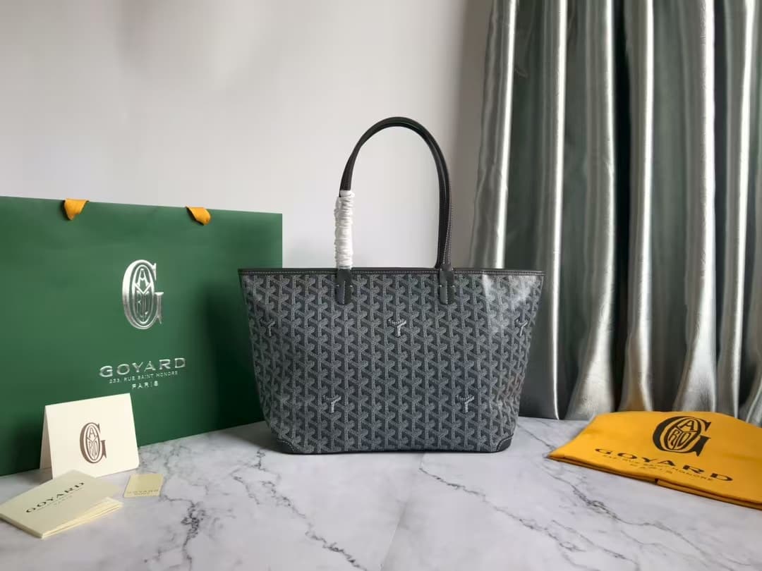 ARTOIS PM BAG Goyardine Canvas & Chevroches Calfskin Grey High