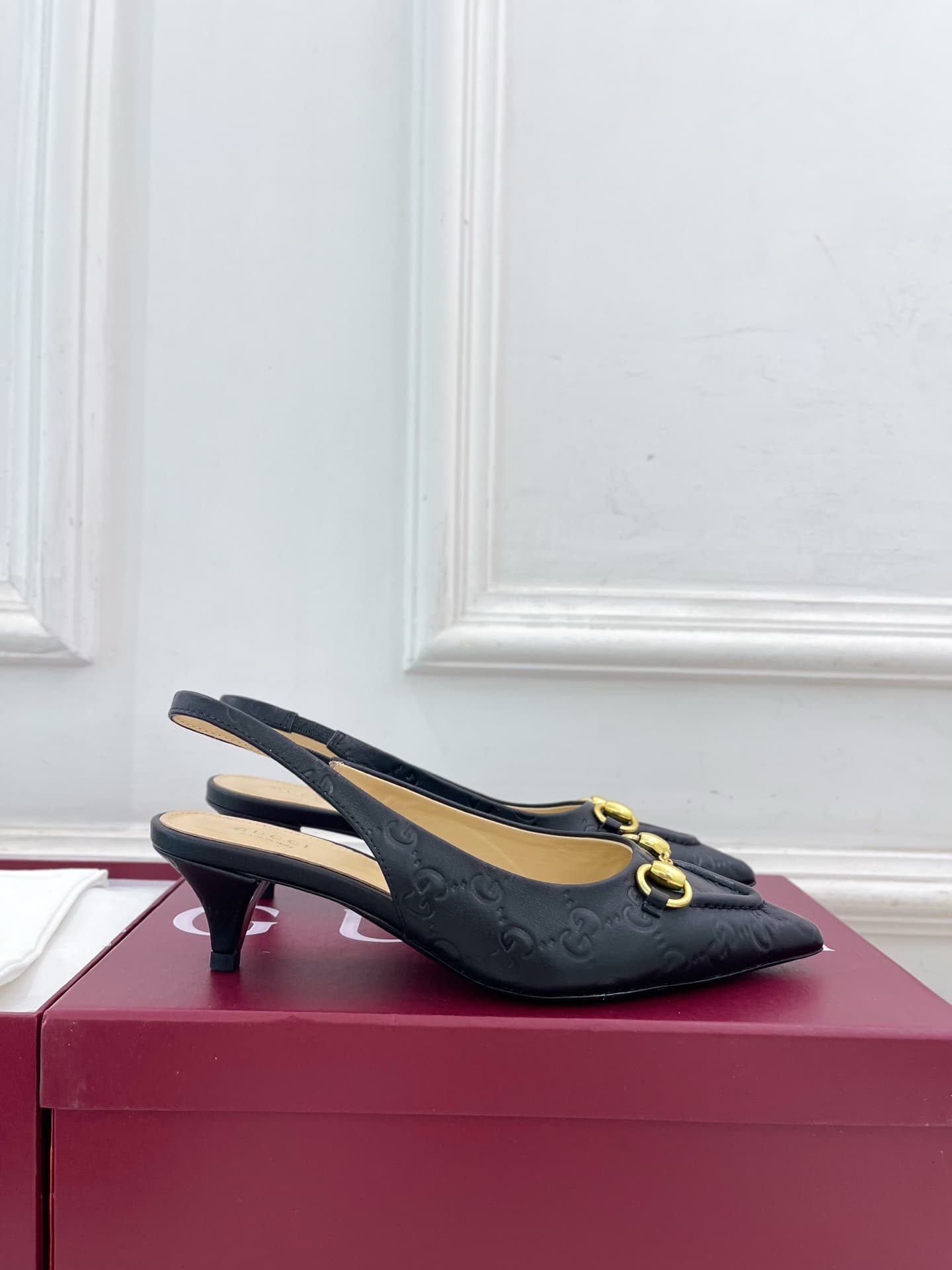 Gucci Erin GG Leather Bit Slingback Pumps Women