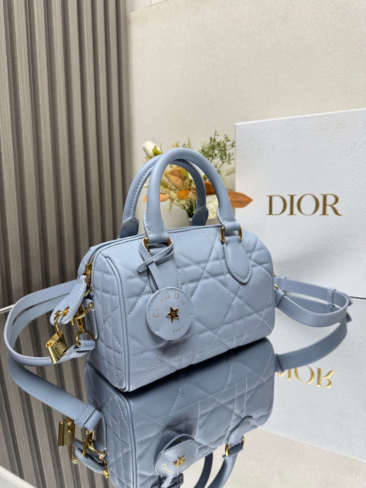 Dior Groove 20 Bag Blue Macrocannage Calfskin High