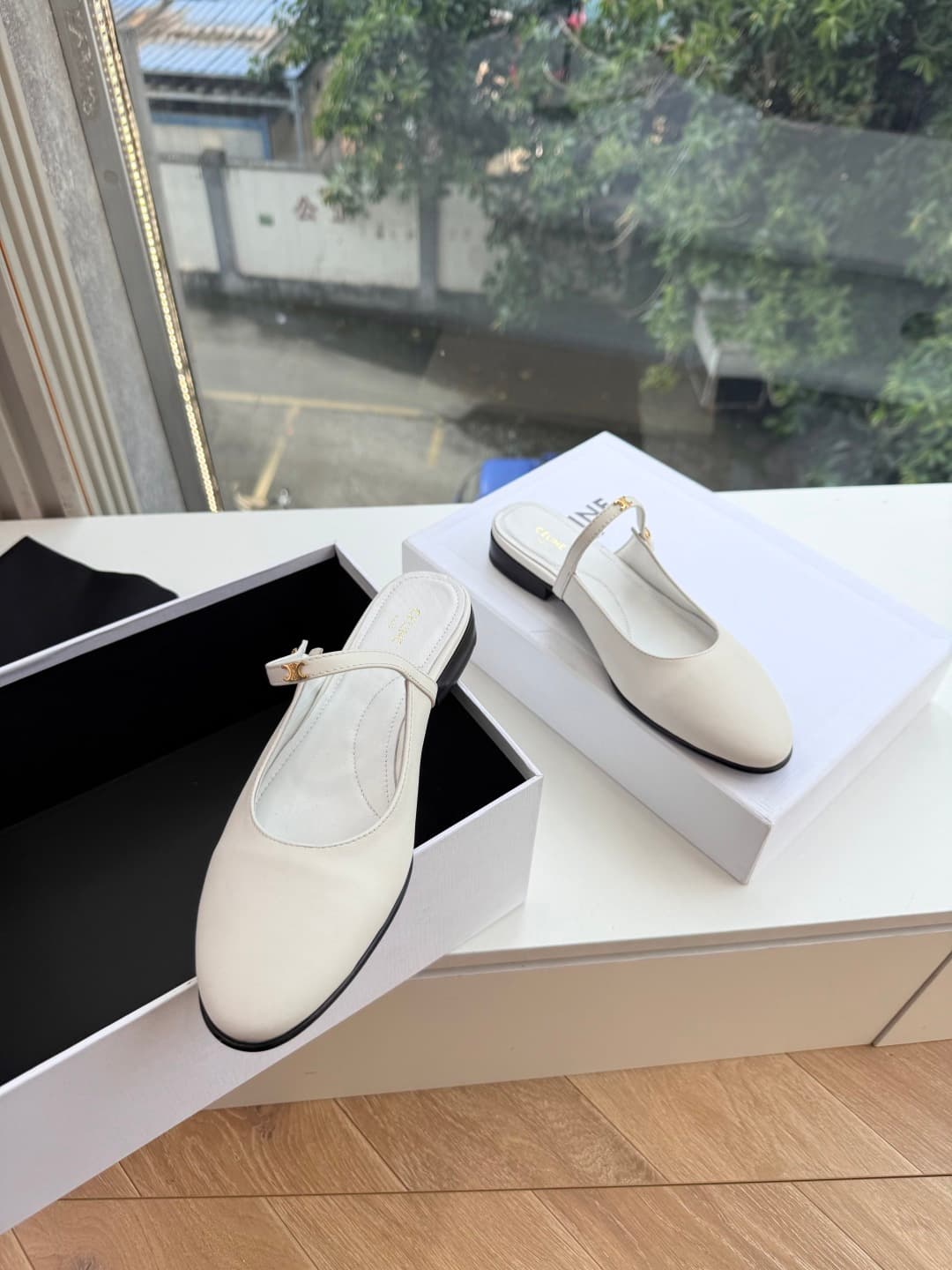 Celine Macaron Mule in Goatskin Shoes Women