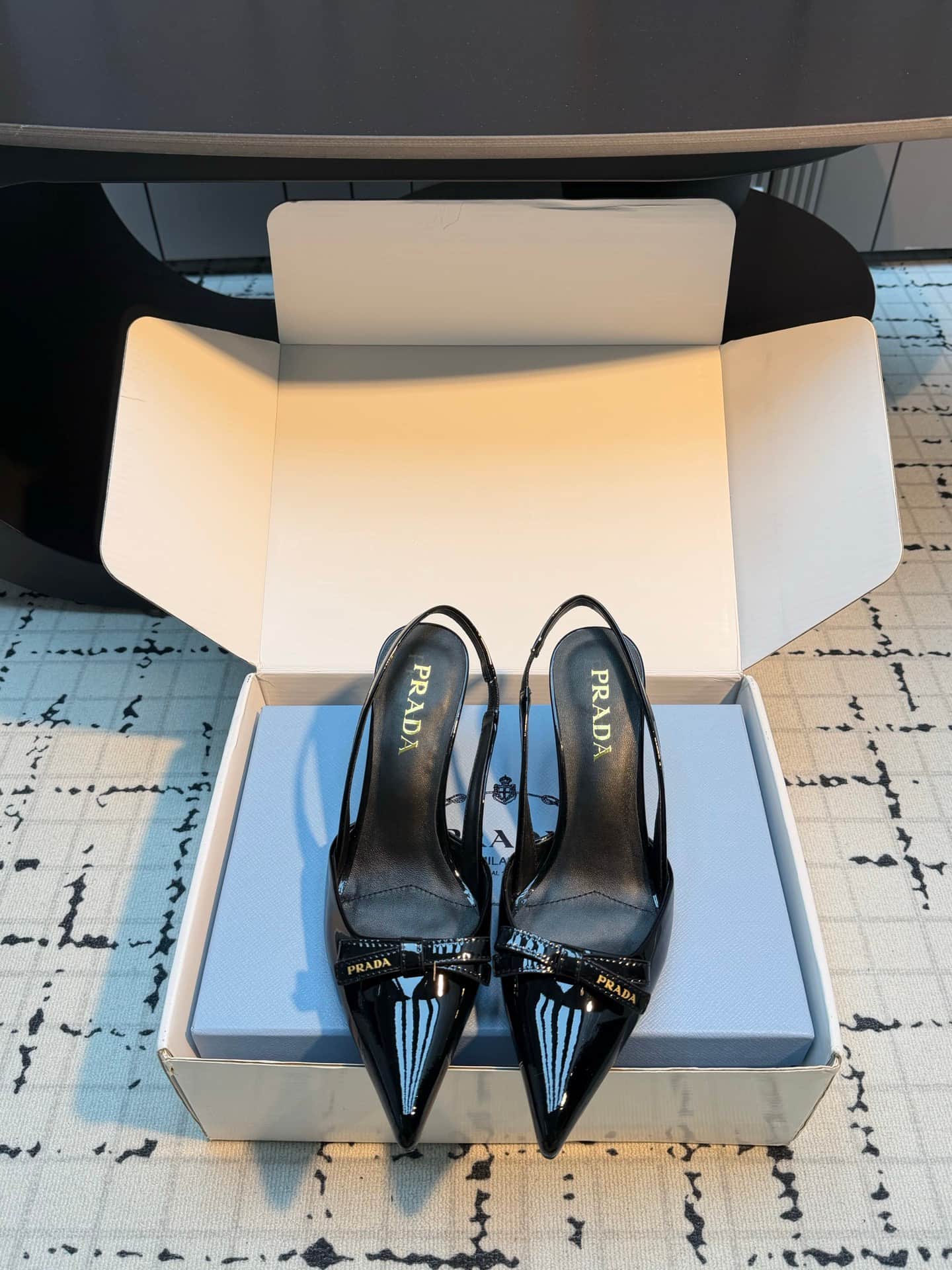 Prada Bow Pointed Toe Slingback Pumps Women