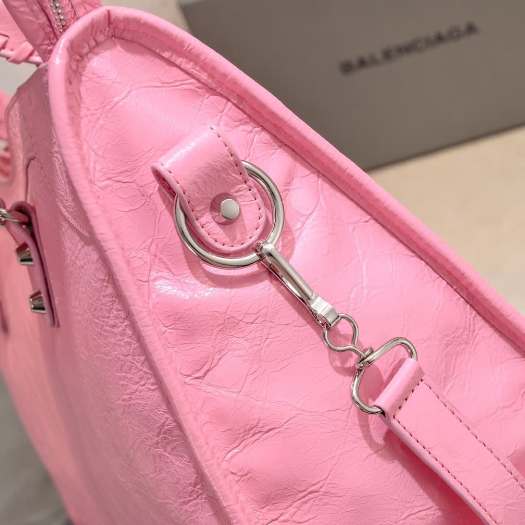 WOMEN'S LE CITY Medium Bag Silver Metal Pink High