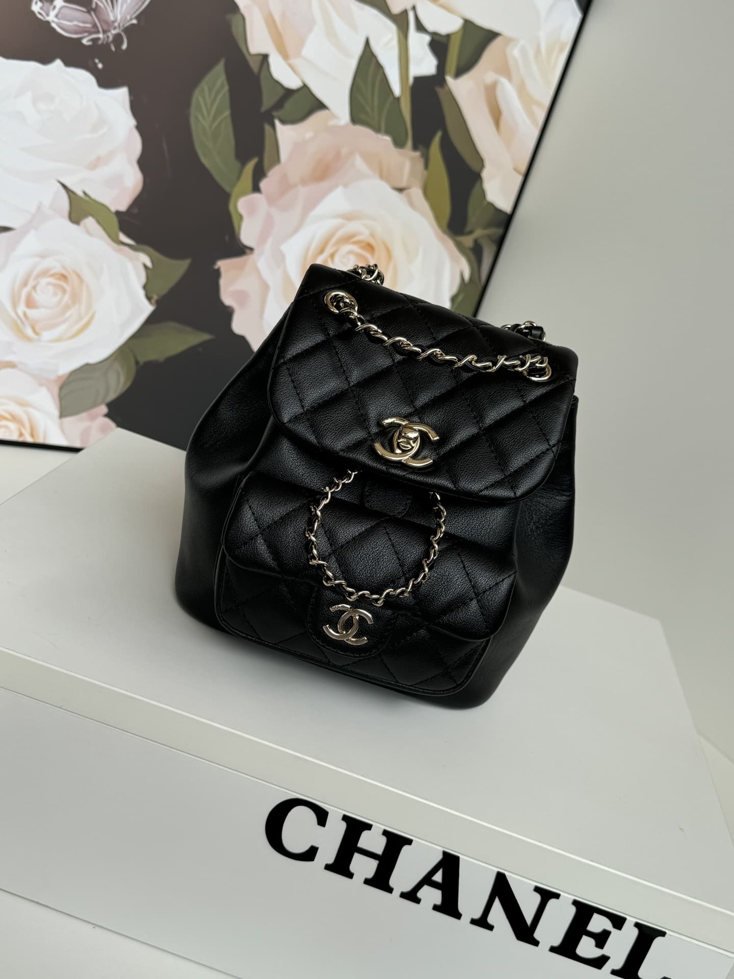 Chanel Small Quilted Duma Backpack Lambskin AS2908 Black High
