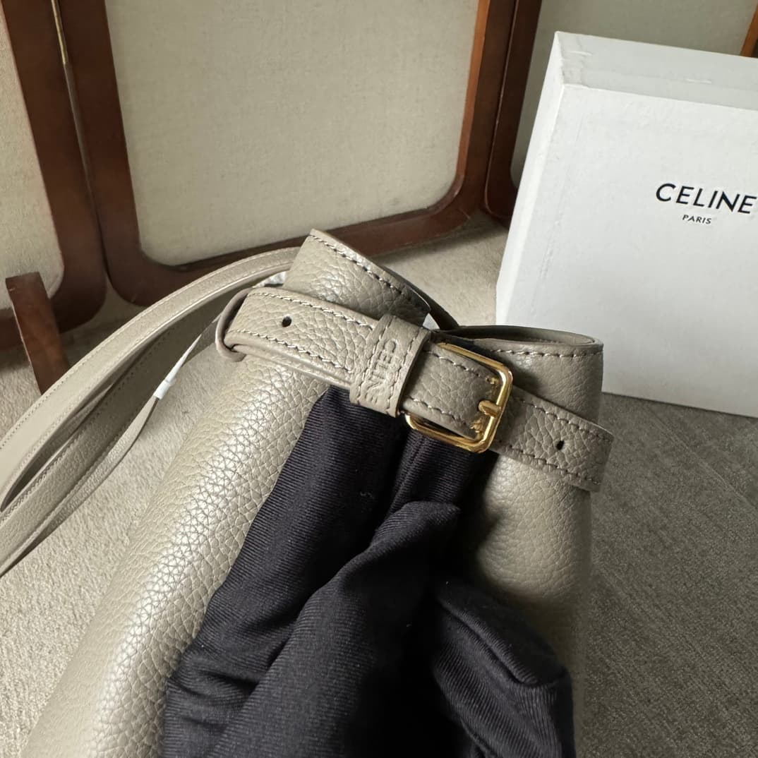 Celine Cabas Anais Tote Bag in Grey Grained Calfskin High