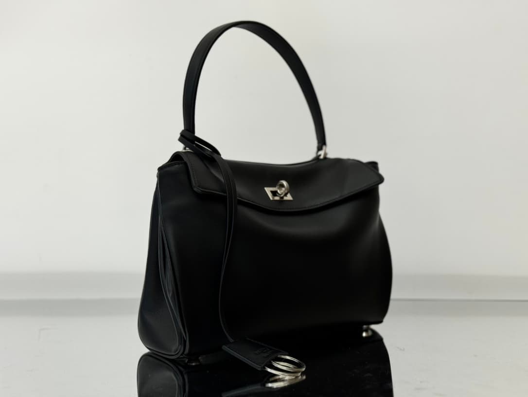 Balenciaga Rodeo Small Bag in Black Leather With Silver-Tone Metal TOP