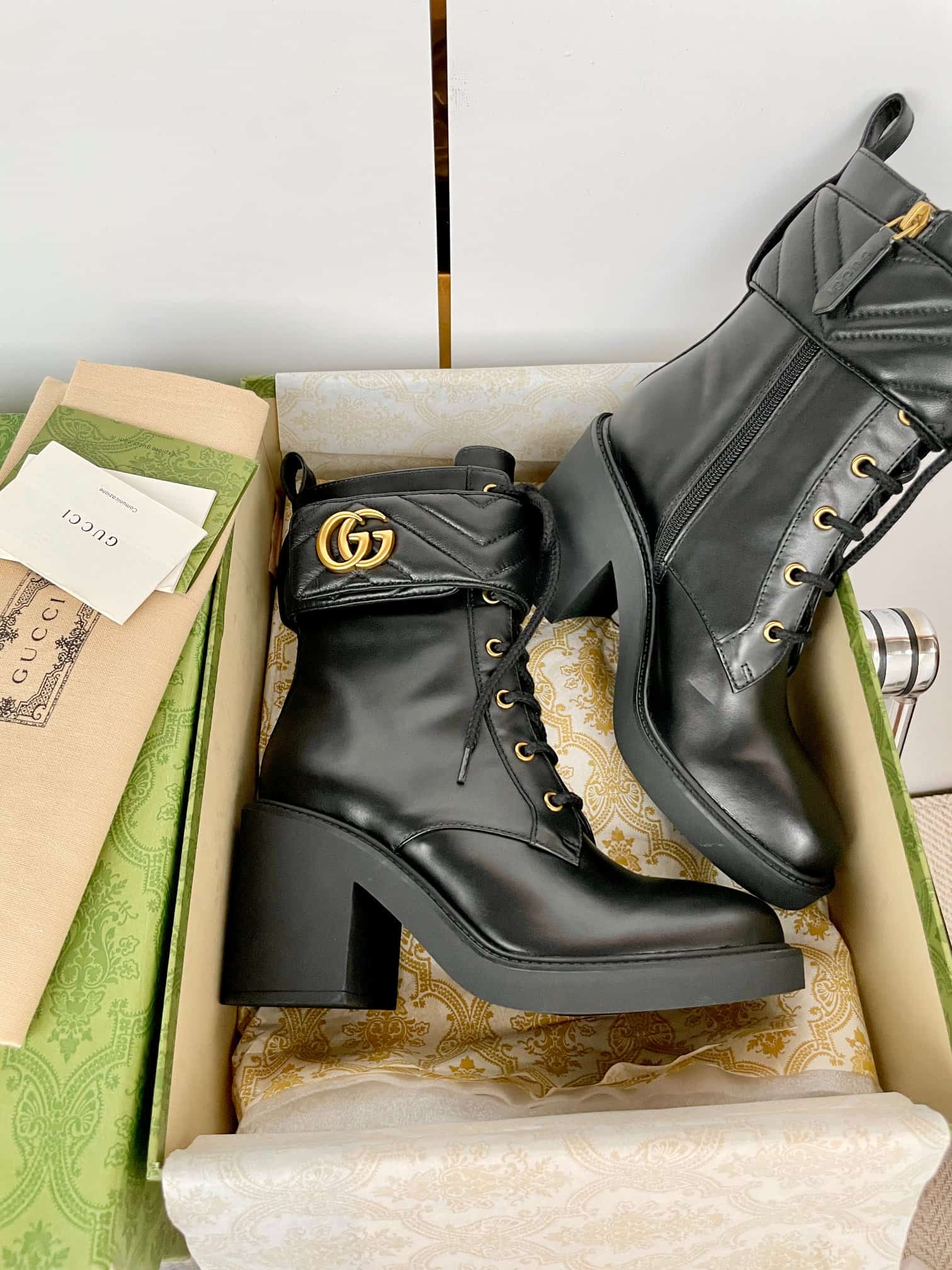 Gucci Double G Leather Boots Shoes Women