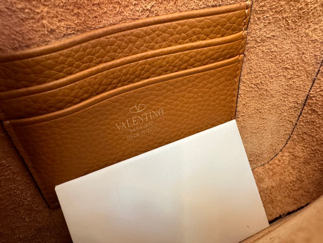 Valentino Garavani Mini Rockstud Grainy Leather Crossbody Bag in Caramel High
