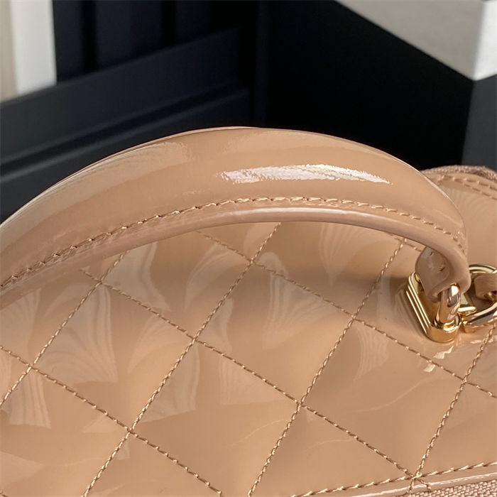 Chanel VANITY WITH CHAIN AP2199 Patent Calfskin Gold-Tone Metal Beige High