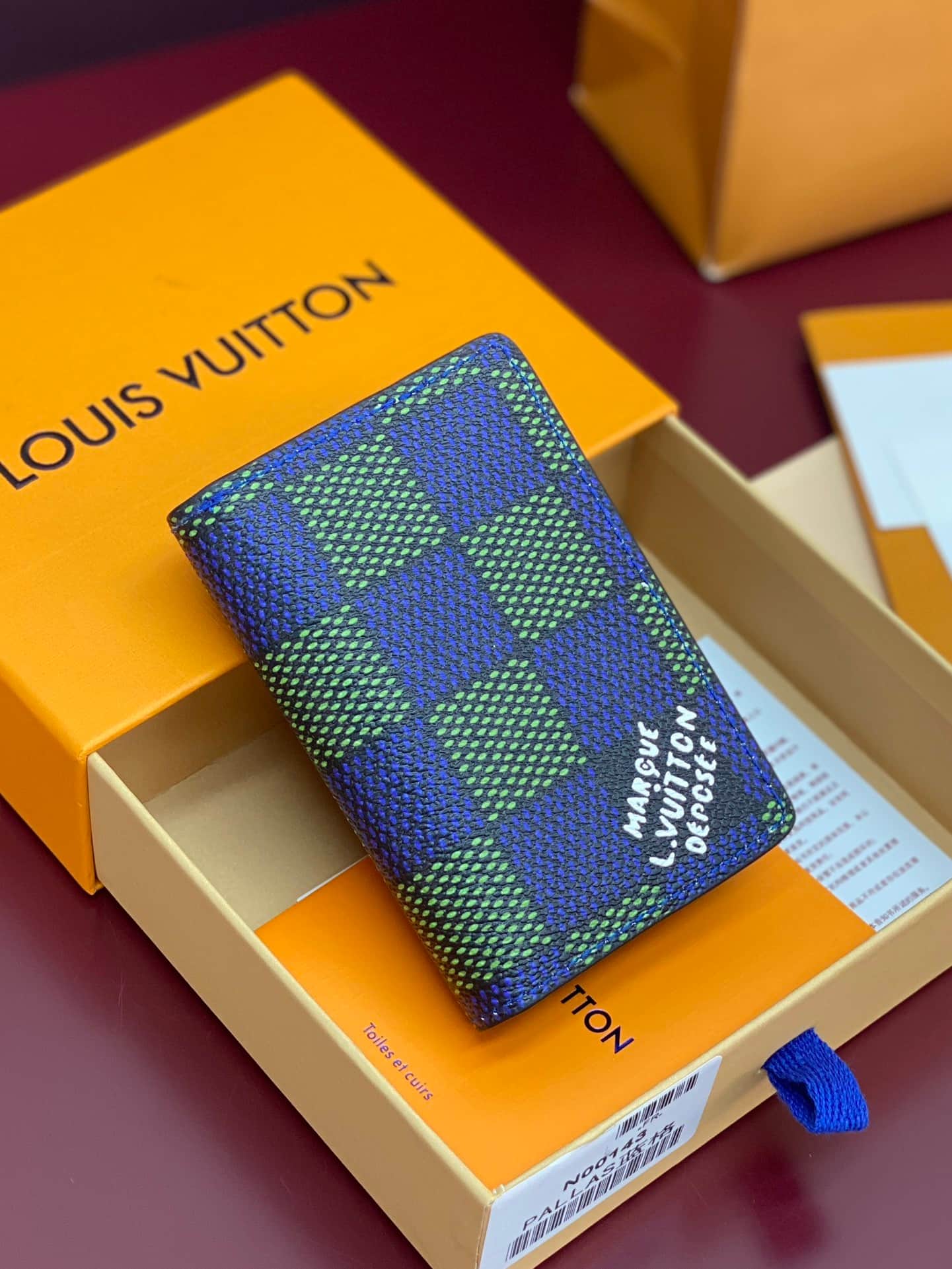 Louis Vuitton Pocket Organizer Damier Heritage coated canvas N00143 Blue Green High
