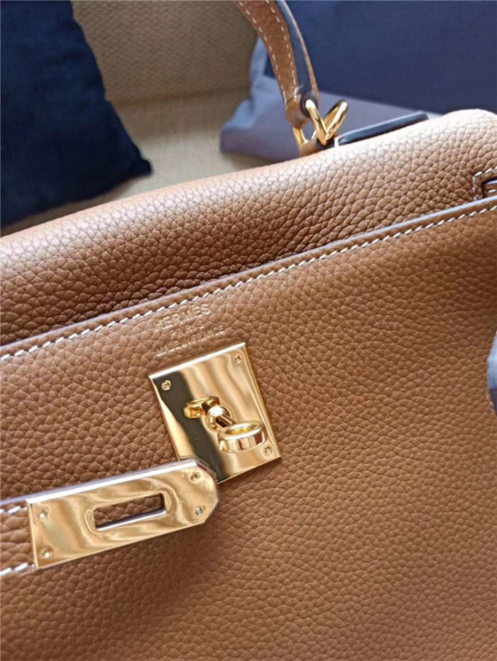 Hermes Kelly 25/28 Retourne Bag Calfskin In Camel High