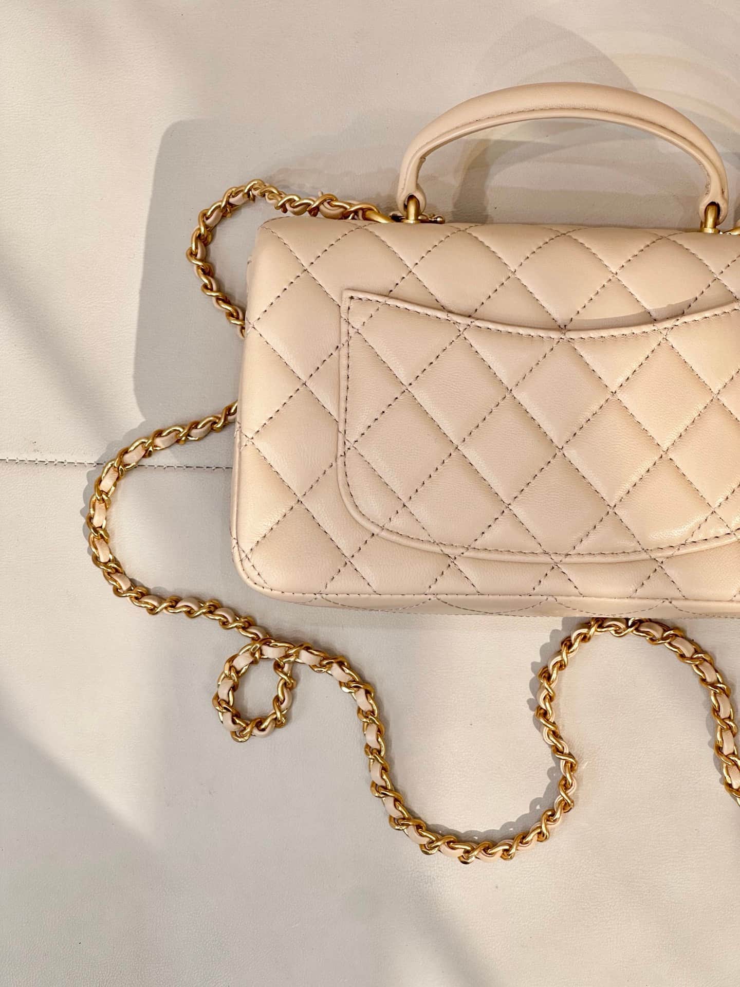 Chanel Mini Classic Handbag Lambskin Strass & Gold-Tone Metal AS2431 beige TOP