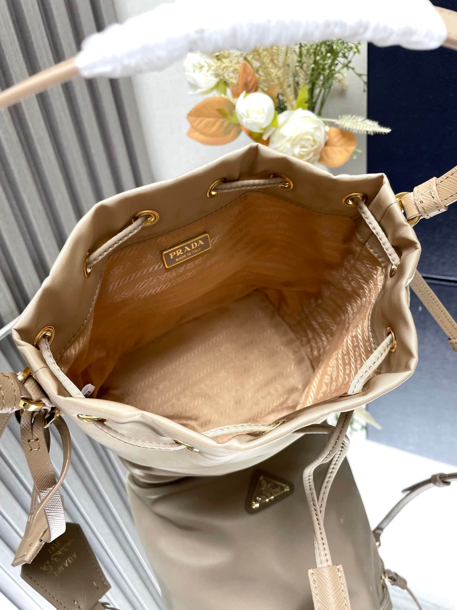 Prada Re-Edition 1978 Re-Nylon mini-bag 1BE067 Desert Beige High