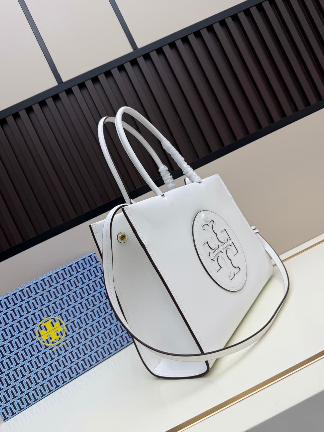 Tory Burch Ella Bio Tote Bag in White Leather High