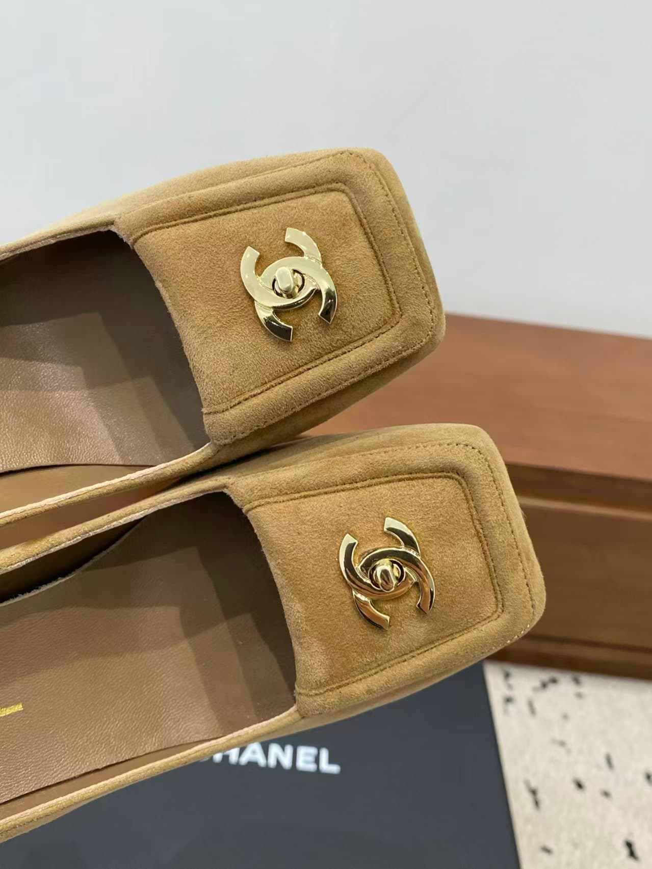 Chanel Suede Square-toe Pumps