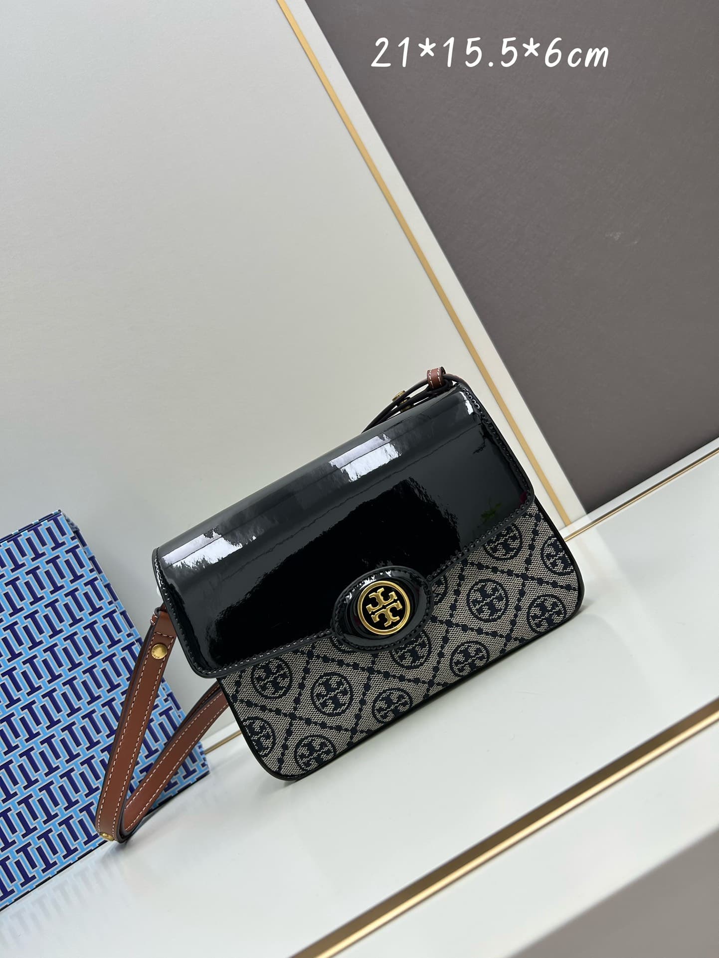 Tory Burch Robinson T Monogram Convertible Shoulder Bag Black High