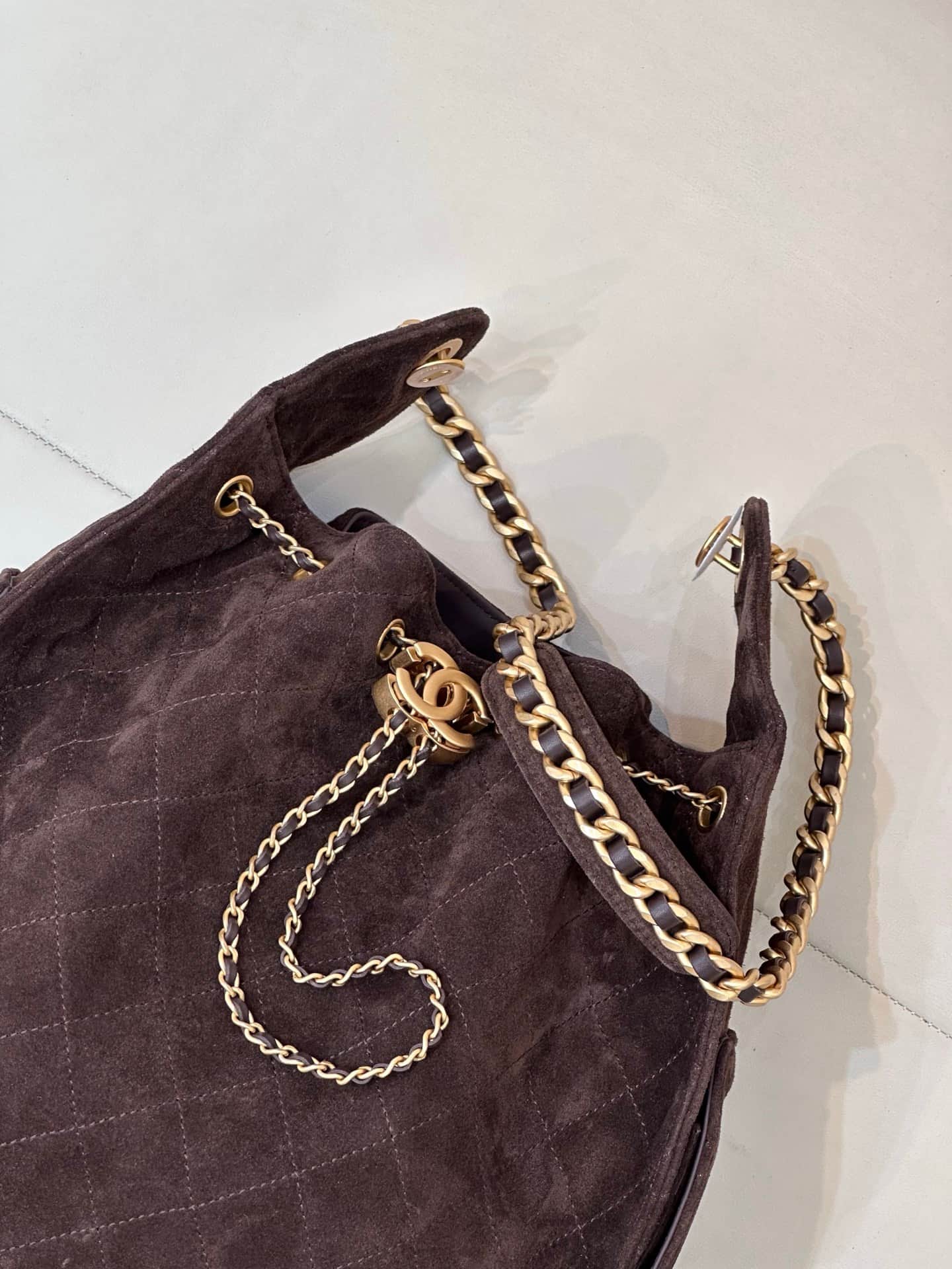 Chanel 25 Medium Hobo handbag AS5311 Suede &Gold-tone Metal Chocolate Brown TOP