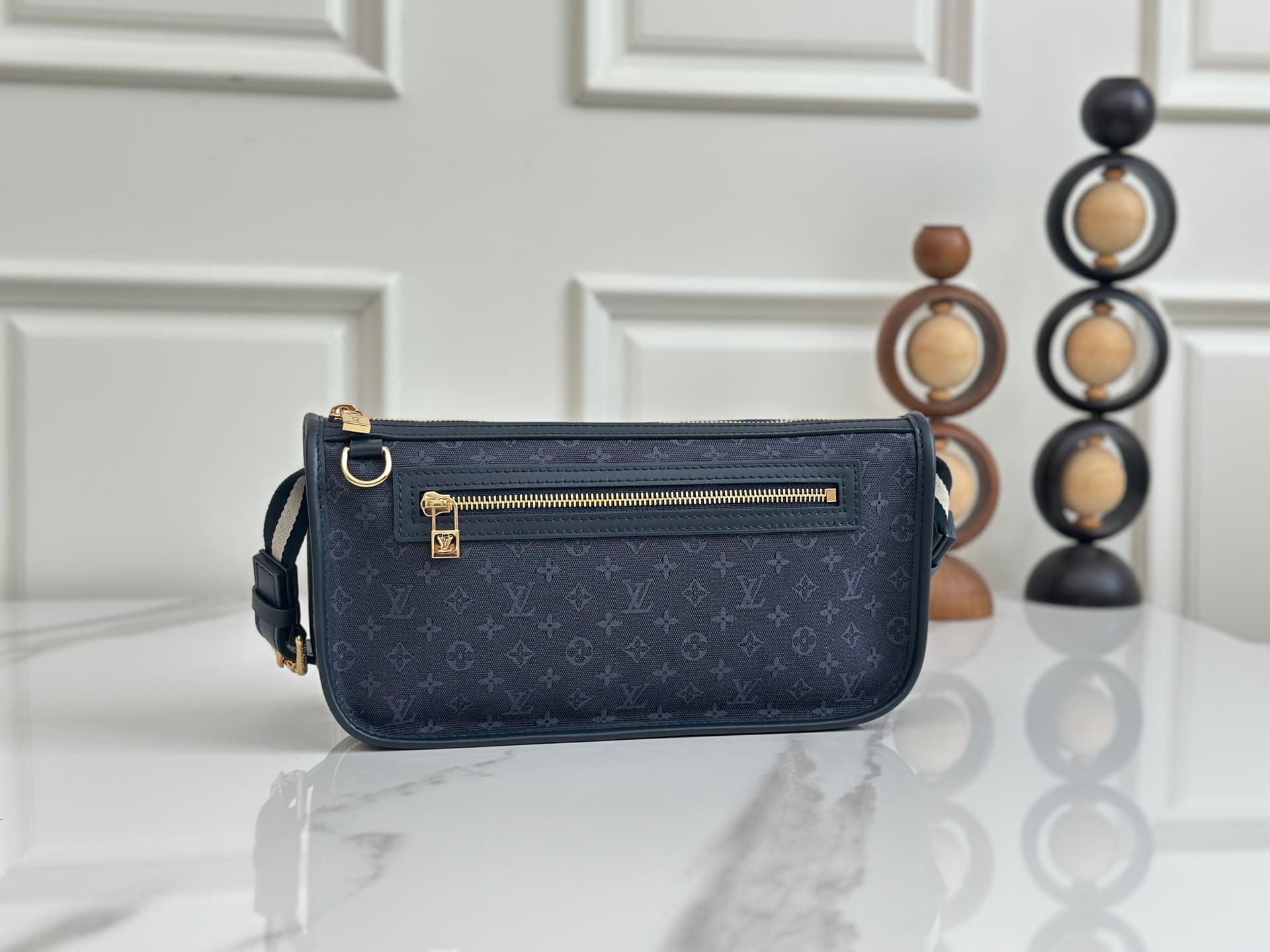 Louis Vuitton Mini Lin Pochette Kathleen Monogram Canvas Navy Blue M92330 High