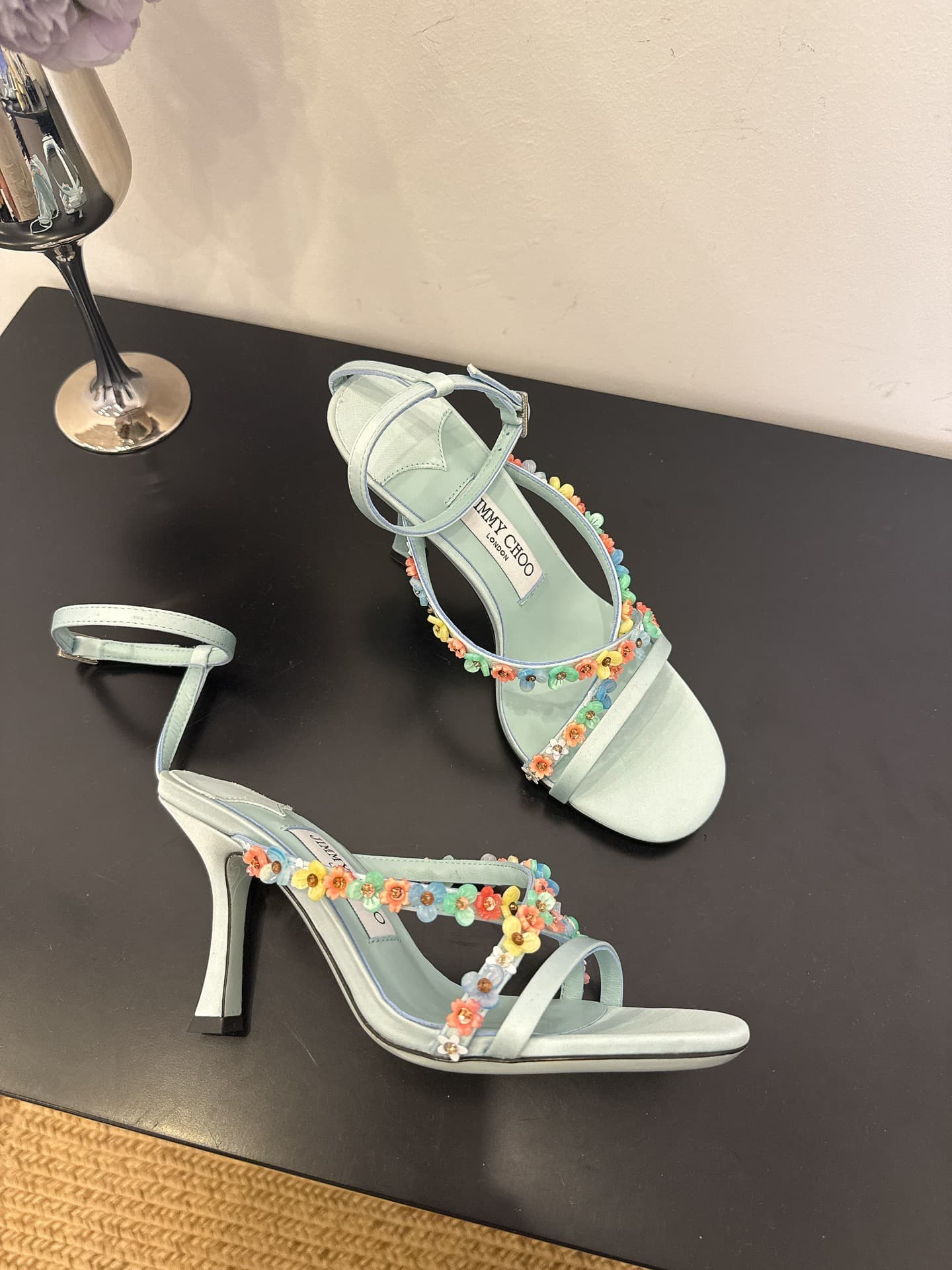 Jimmy Choo Blanche 90 embellished satin sandals Shoes Women