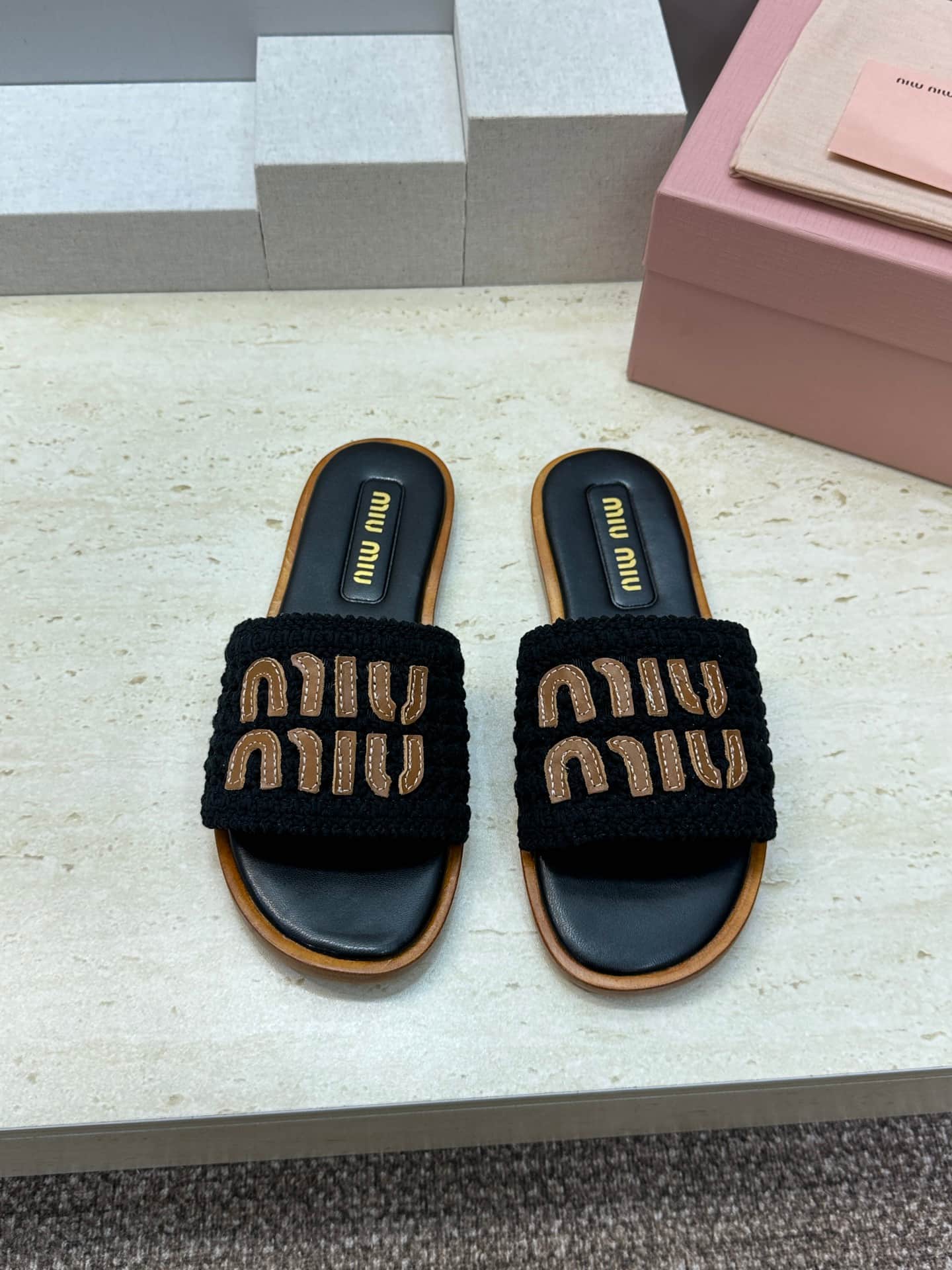 Miu Miu Crochet Slide Sandal Shoes Women