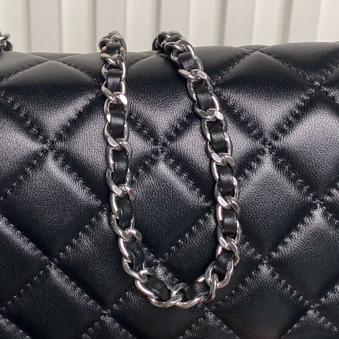 Chanel Classic Flap Bag Lambskin & Silver-Tone Metal AS5756 Black High