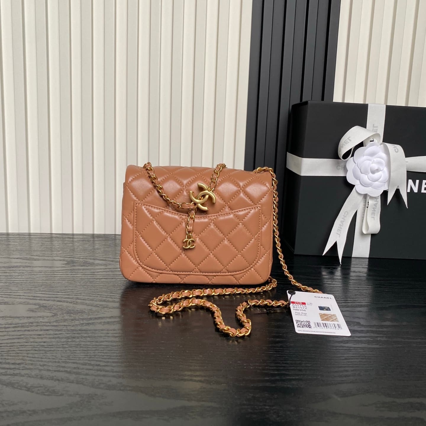 Chanel Mini Classic Flap Bag Lambskin & Gold-Tone Metal AS5758 Tan High