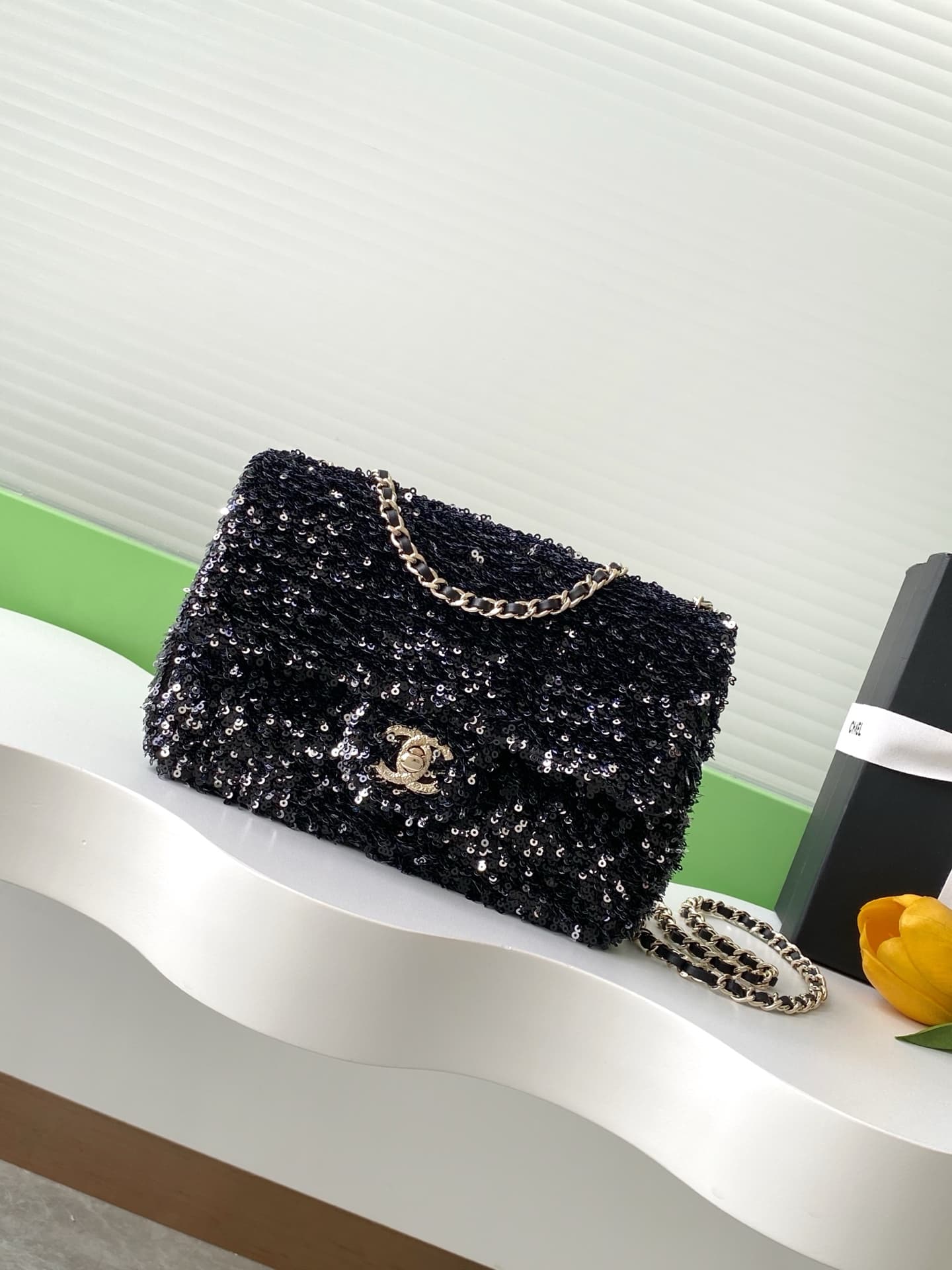 Chanel Flap Bag Sequins & Gold-Tone Metal AS4561  A