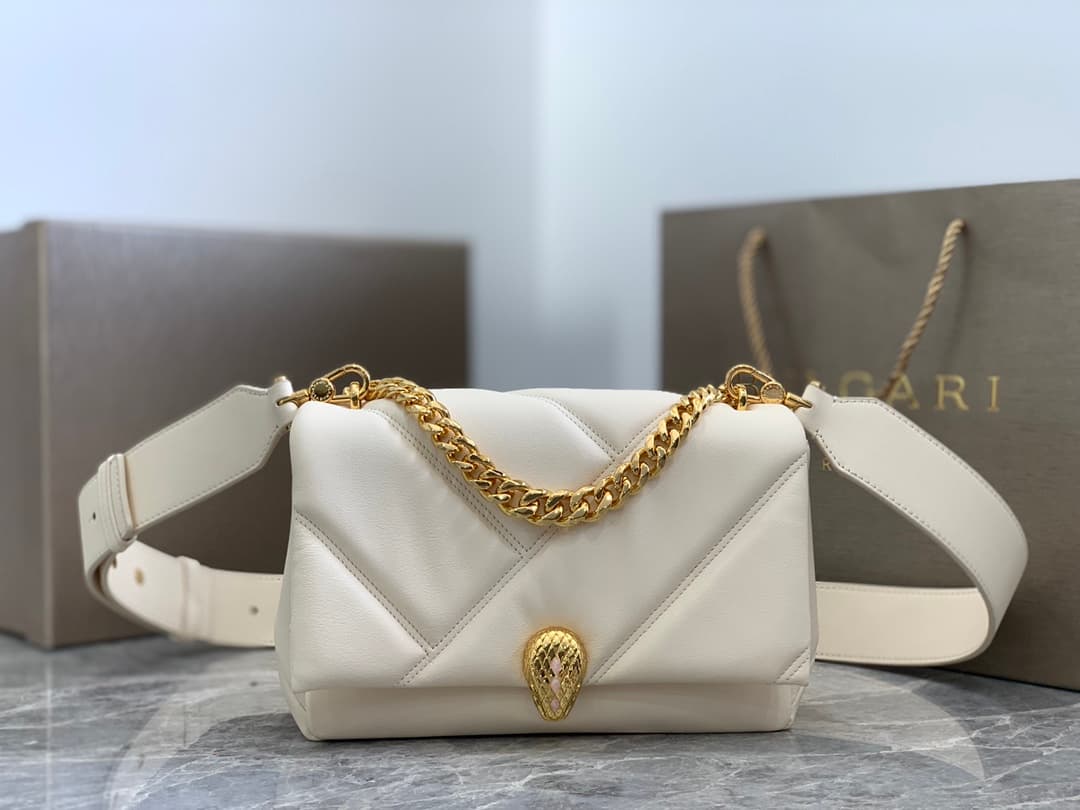BVLGARI Serpenti Cabochon Small Cross-body Bag White High