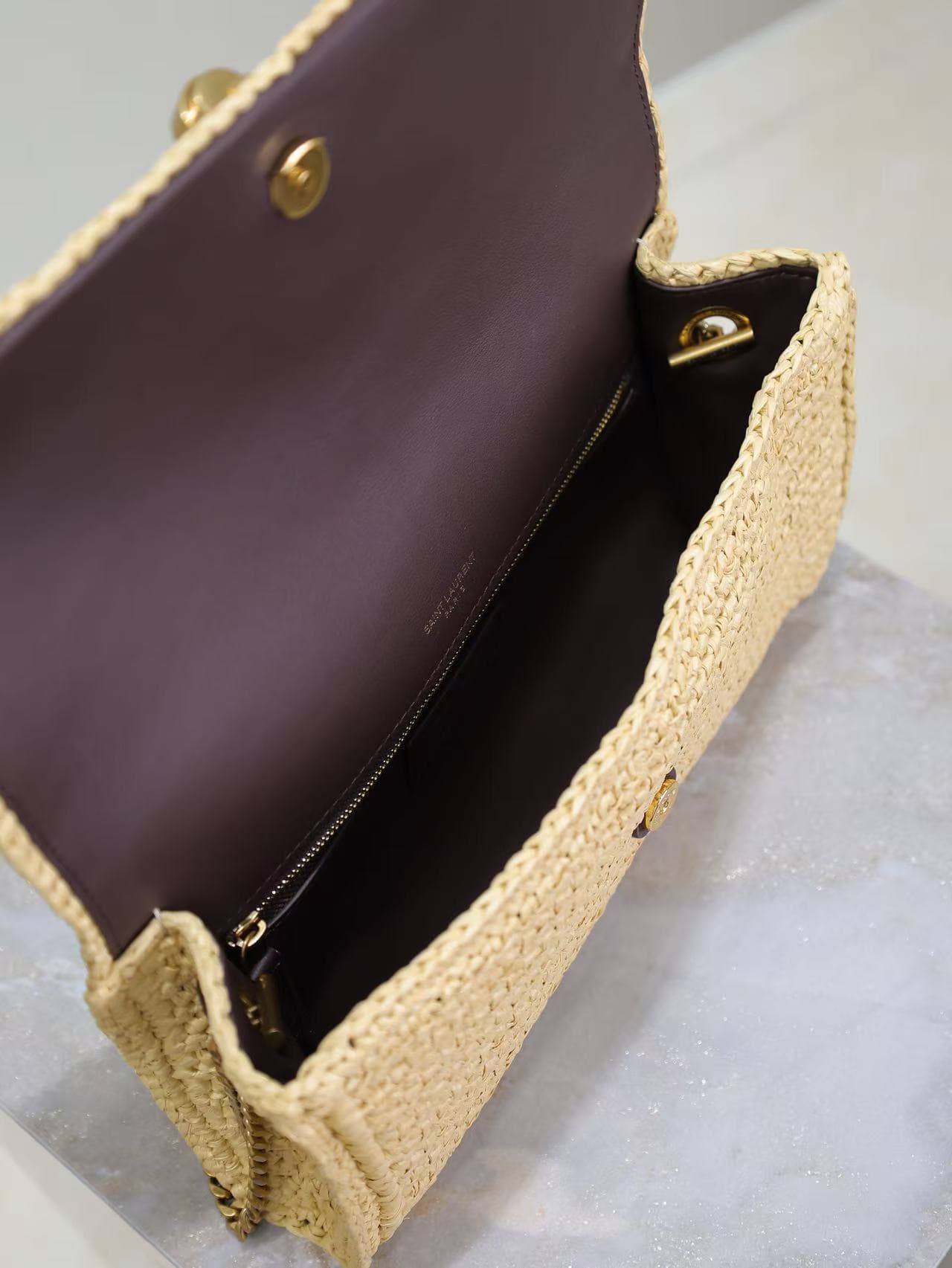 Saint Laurent Kate 99 Raffia Shoulder Bag